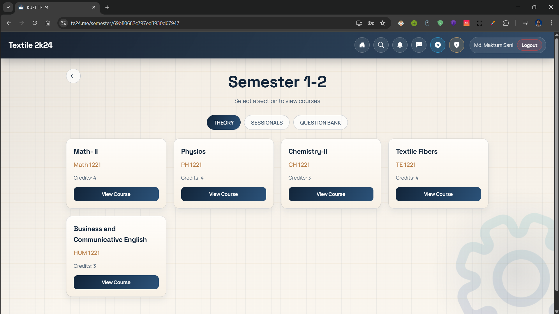 Study Materials Platform Screenshot 1